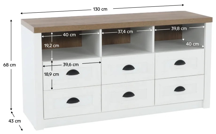 Komoda PROVANCE K6S, sosna andersen