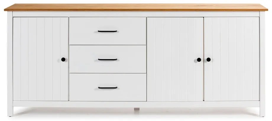Biała niska komoda z litego drewna sosnowego 190x80 cm Miranda – Marckeric