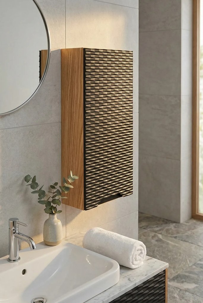 Czarna wisząca szafka łazienkowa R1-S15