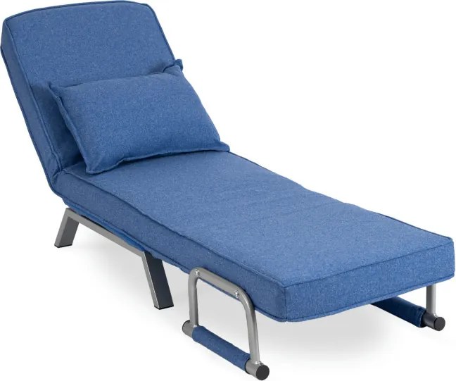 Fotel Rozkładany BART Wypoczynkowy Niebieski do Spania Leżanka Nowoczesny