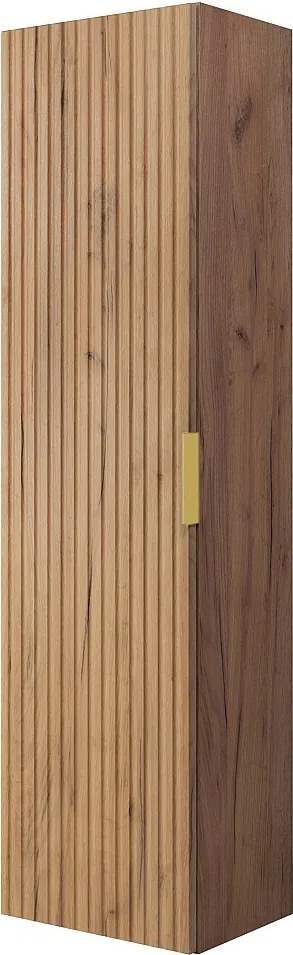 Kolumna łazienkowa, Dąb Craft, 35 x 136 x 27 cm, uchwyt złoty