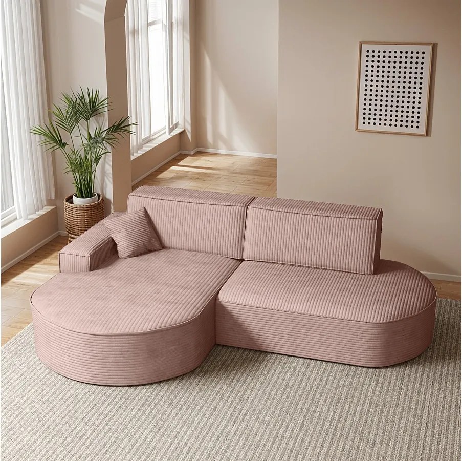 Narożnik Modena Pro, tkanina Poso, Różowy, Lewy