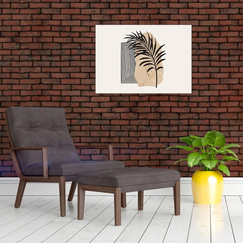 Obraz - Abstrakcja z tropikalnymi liśćmi N⁰3 (70x50 cm)