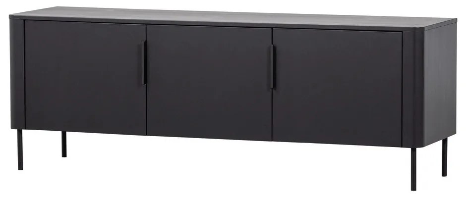 Szafka pod TV z litego drewna sosnowego w kolorze matowej czerni 154x56x44 cm Gunnar – WOOOD