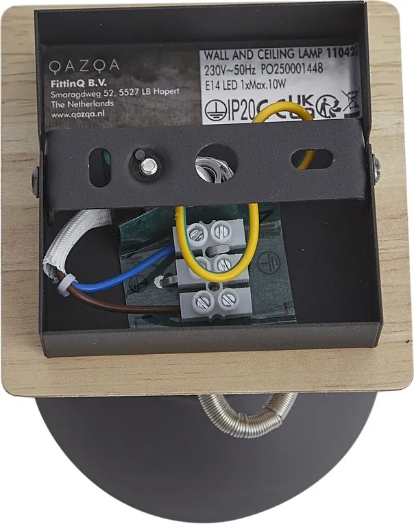 Reflektor industrialny czarny z drewnem, obrotowy i przechylny - Jakub