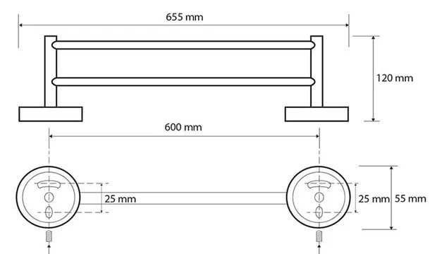 Czarny mosiężny uchwyt na ręczniki Sapho X-Round, szer. 65 cm