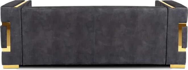 Sofa PALLAZO 3S Trzyosobowa Czarno/Złota Welurowa Nowoczesna Glamour