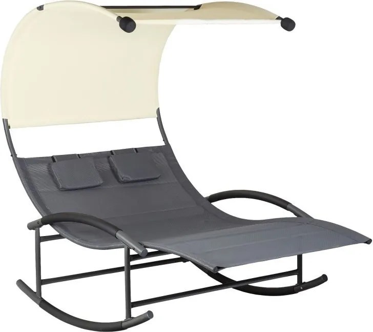 Leżanka ogrodowa dwuosobowa - bujak Sunset 301 z daszkiem