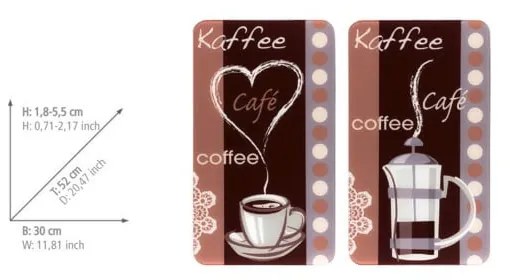 Zestaw 2 szklanych płyt ochronnych na kuchenkę Maximex Coffee, 52x30 cm