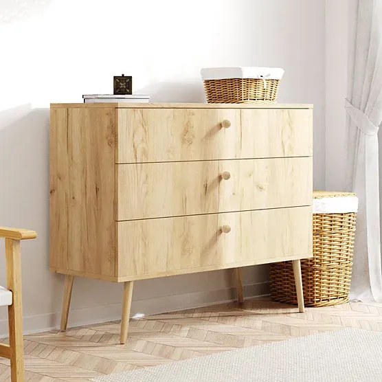 Minimalistyczna komoda boho dąb craft złoty - Geza 8X