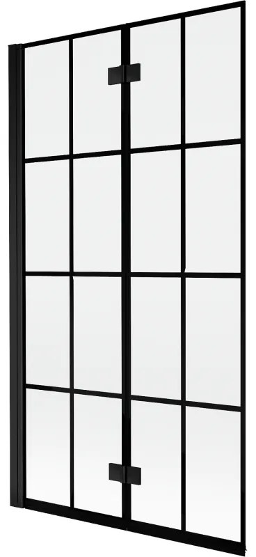 Mexen Mist parawan nawannowy 2-skrzydłowy lewy 100 x 150 cm, czarna kratka, czarny - 8A9-100-002-70-77-L