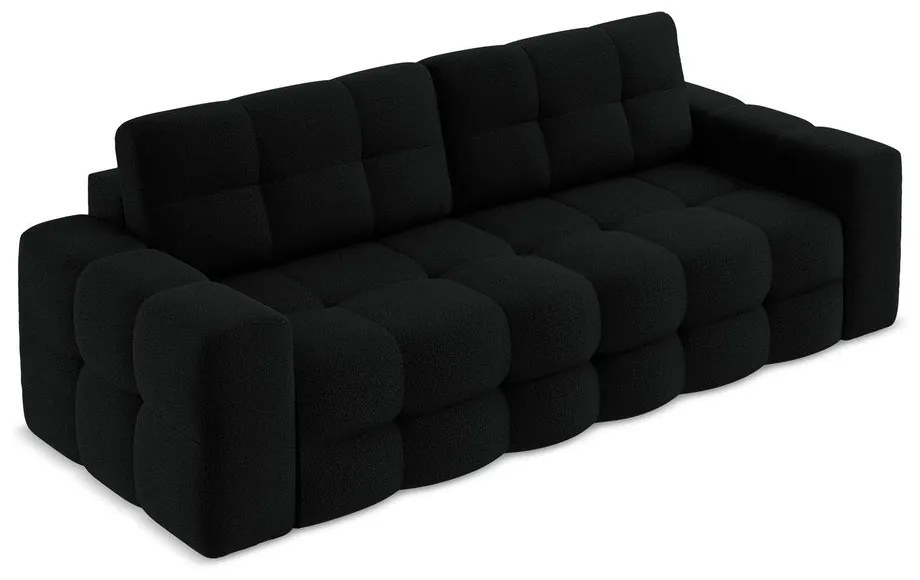 Czarna rozkładana sofa z materiału bouclé 255 cm Milu – Makamii