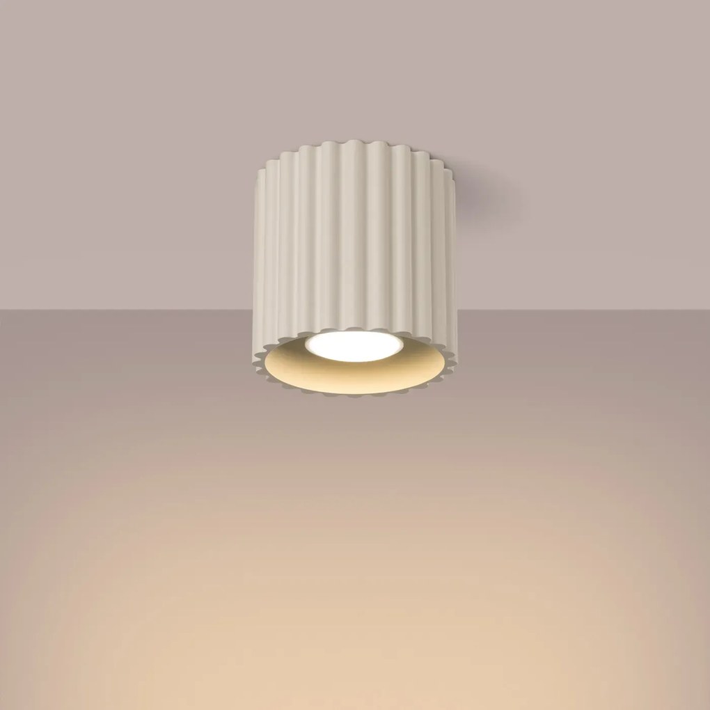 Plafon AURA 1 beżowy GU10 ryflowany SOLLUX  LIGHTING