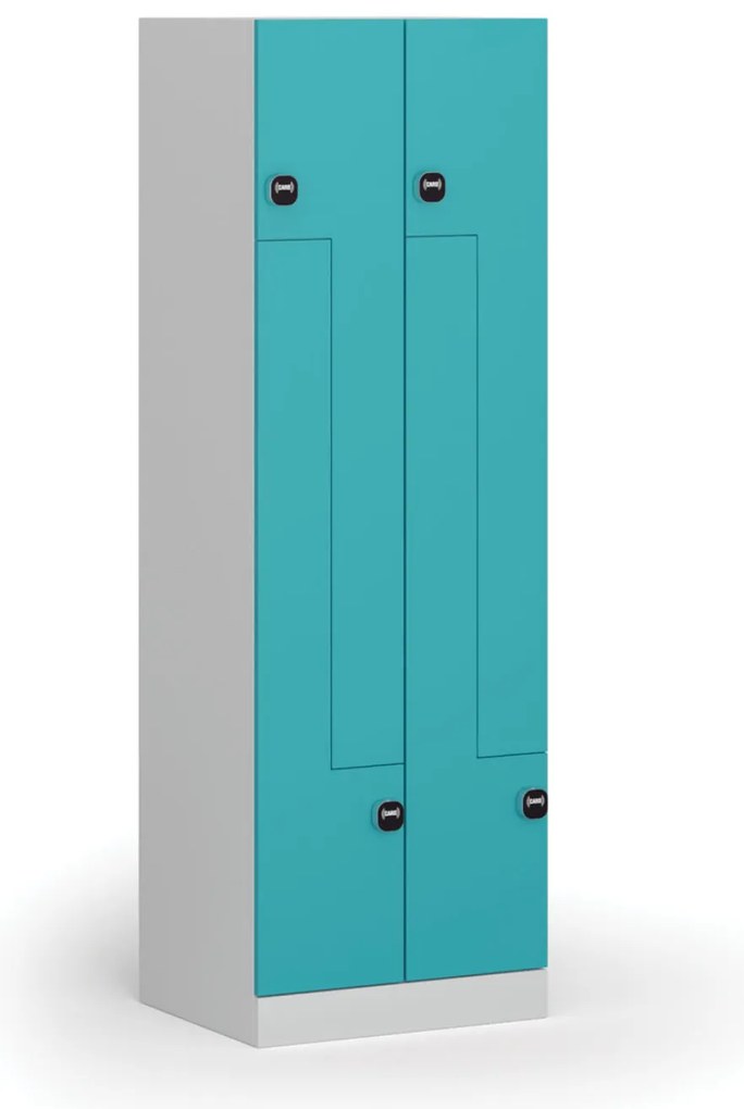 Metalowa szafka ubraniowa Z, 4-drzwiowa, 1850 x 600 x 500 mm, demontaż, zamek RFID, drzwi zielone