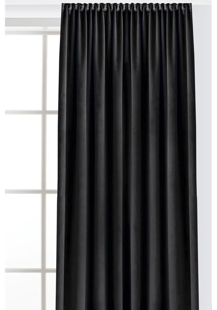 Czarna aksamitna zasłona częściowo zaciemniająca (dimout) 265x250 cm Velto – Filumi