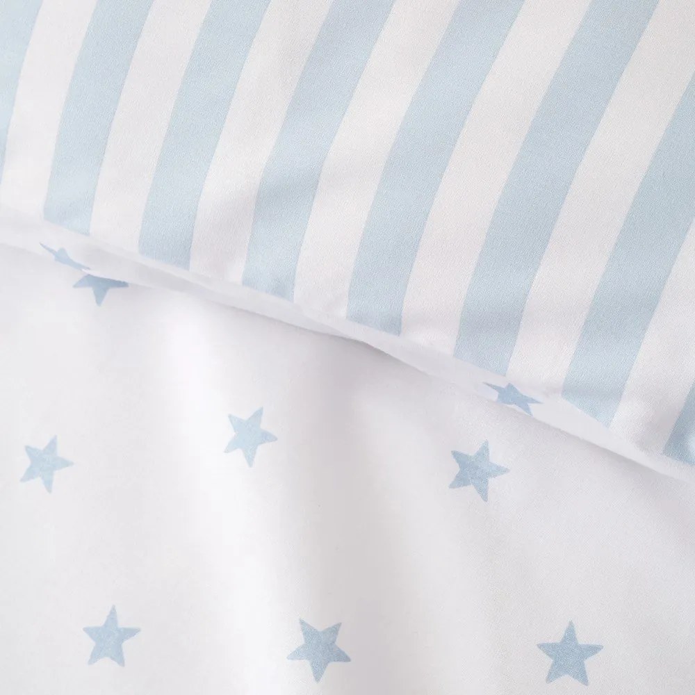 Biało-niebieska bawełniana pościel dziecięca dwuosobowa 200x200 cm Mini Star &amp; Stripes – Bianca