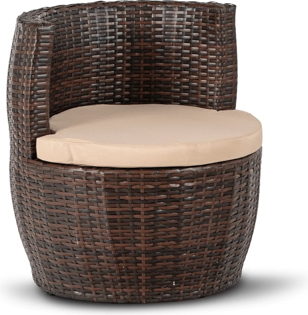 Zestaw Mebli Ogrodowych FRIO Brązowy/Beżowy 2x Fotel Stolik Tarasowy Nowoczesny