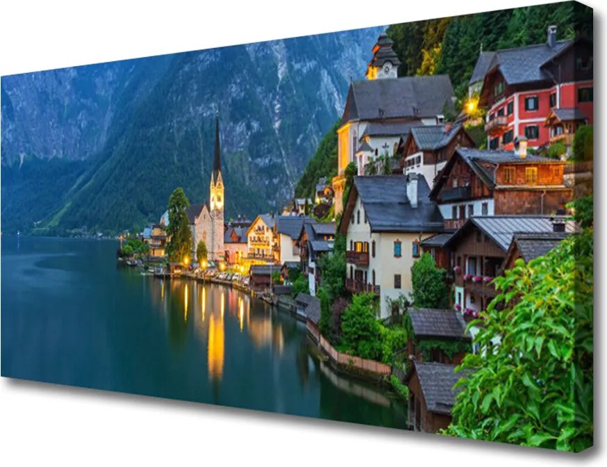 Obraz canvas na ścianę Nocna Panorama nad Jeziorem