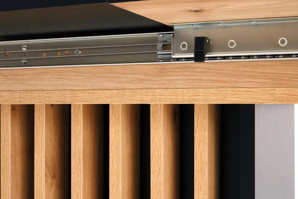 Stół do jadalni rozkładany płyta dąb artisan/czarny 120-158/77/77 cm WILSON