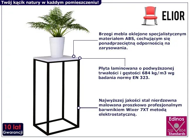 Stojak na kwiaty z metalowym stelażem czarny + biały D5-C00