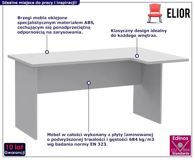 Białe narożne biurko do pracy T2-S45