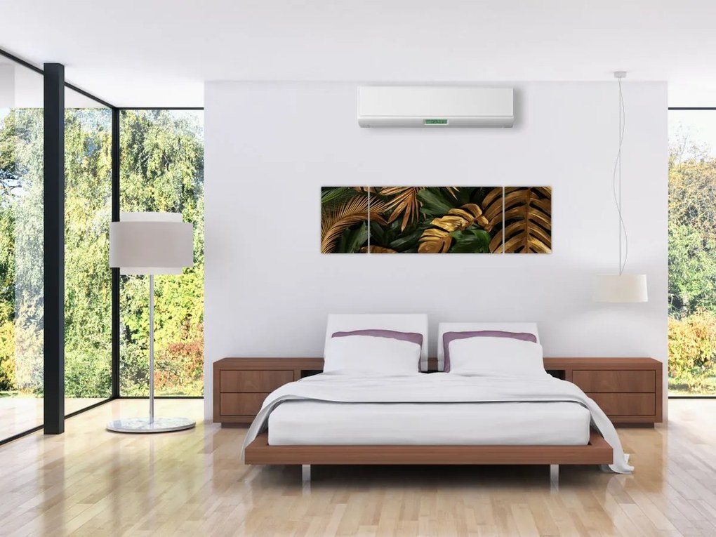 Obraz - Złote liście (170x50 cm)