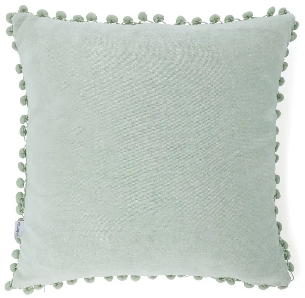 Poszewka dekoracyjna ESLOV z pomponami pistacjowa 45x45 cm HOMLA