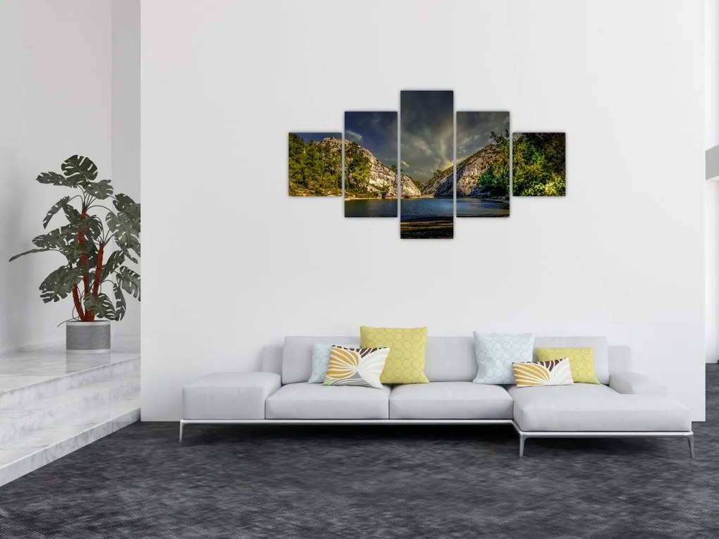 Obraz krajobrazu z jeziorem (125x70 cm)