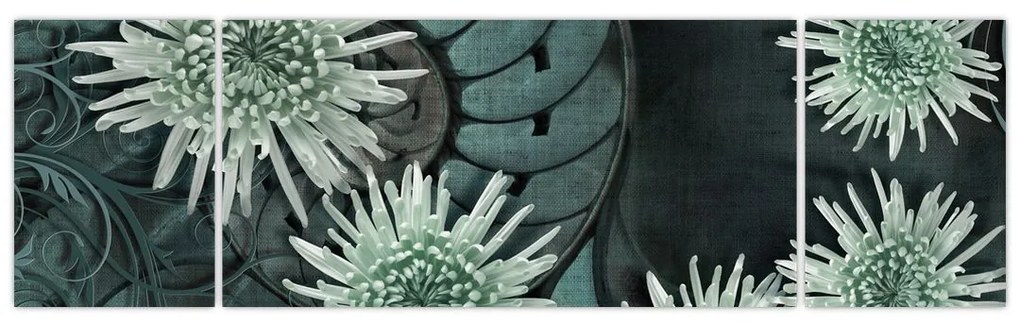 Obraz - Zielone kwiaty (170x50 cm)