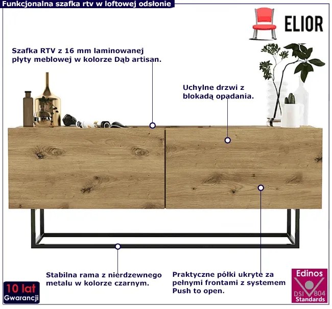 Szafka rtv na nóżkach dąb artisan C3-S03