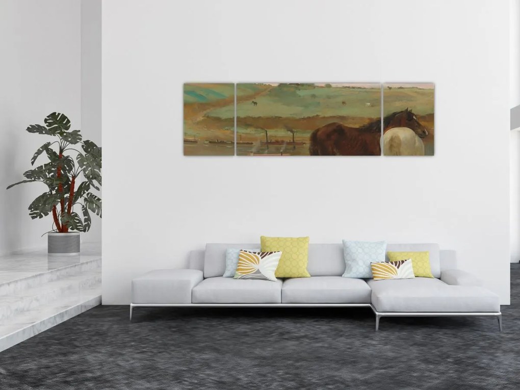 Obraz - Edgar Degas, Horses in a Meadow, reprodukcje (170x50 cm)