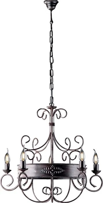 Żyrandol Baltimora z czarnego i rdzawo-lakierowanego żelaza, 5 świateł, 120 Ø60 BL183-5-RG