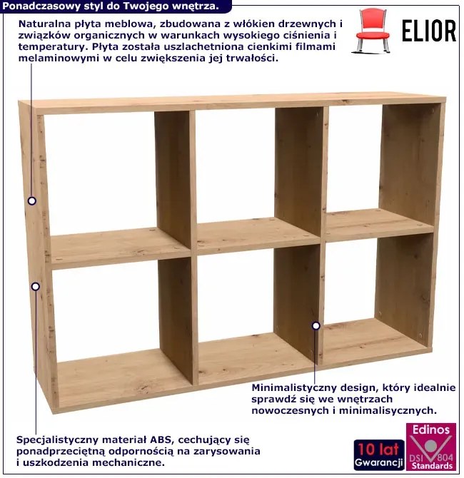 Ażurowy regał do pokoju młodzieżowego dąb artisan - Atela 4x