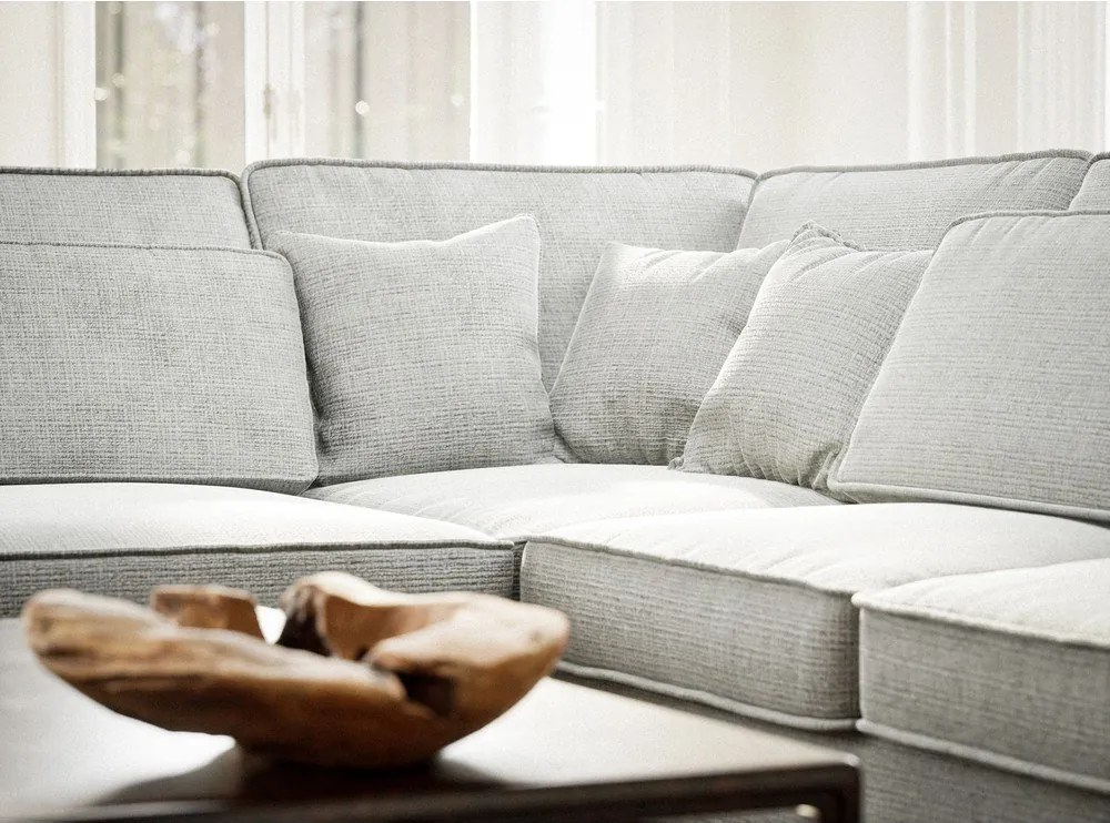 Jasnoszary narożnik z tkaniny szenilowej (lewostronny/w kształcie litery L) Kirou – Maison de Rêve