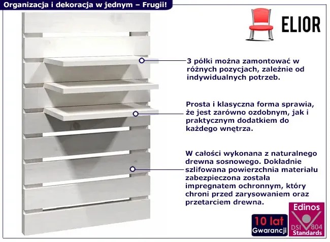 2 białe półki ścienne z regulowaną wysokością Carbon 42X