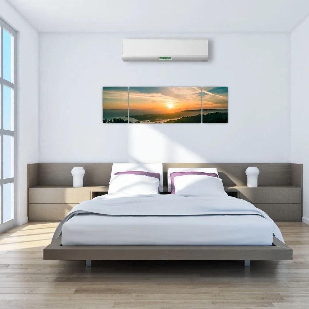 Obraz wschodu słońca nad morzem (170x50 cm)