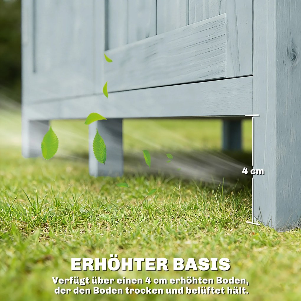 Outsunny Szafka ogrodowa z drewna odporna na warunki atmosferyczne, domek na narzędzia z podwójnymi drzwiami, magnetycznym zamknięciem, na taras, 85 x 54 x 170 cm, szary | Aosom PL