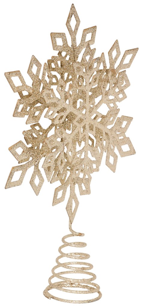 Czubek na choinkę, brokatowy płatek śniegu, metal, 20 cm