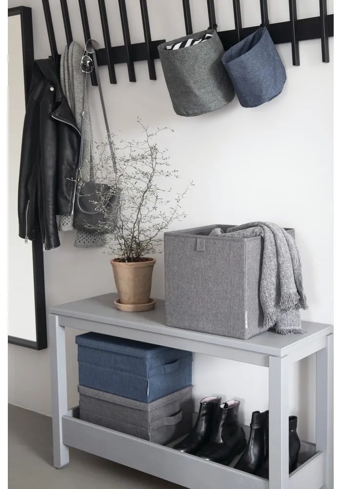 Niebieski tekstylny pojemnik z pokrywką 35x26x19 cm Soft Storage – Bigso