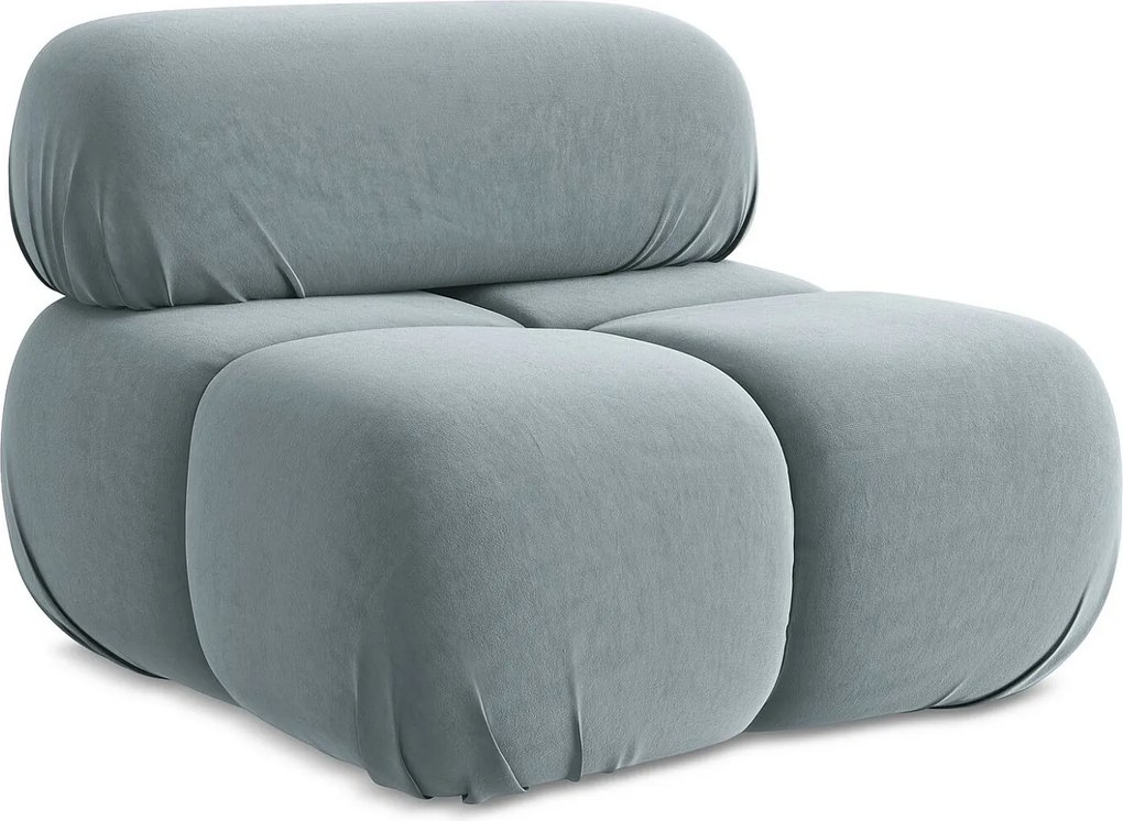 Fotel - z tkaniny welwetowej - jasny niebieski - LOKUA