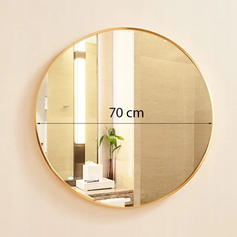 Okrągłe lustro – średnica 70 cm, cienka rama, wraz z elementami mocującymi