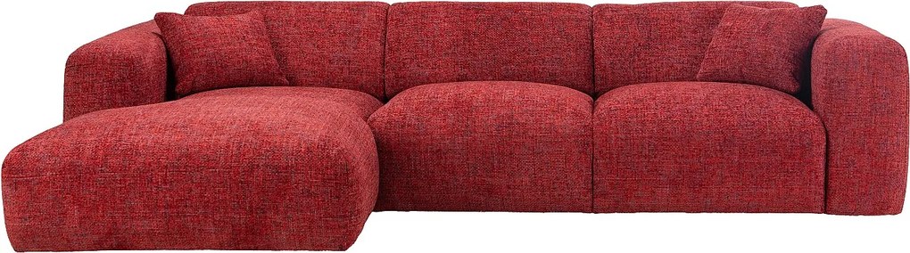 Kanapa narożna lewostronna  duża z czerwonej teksturowanej tkaniny POGNI marki Maison Céphy