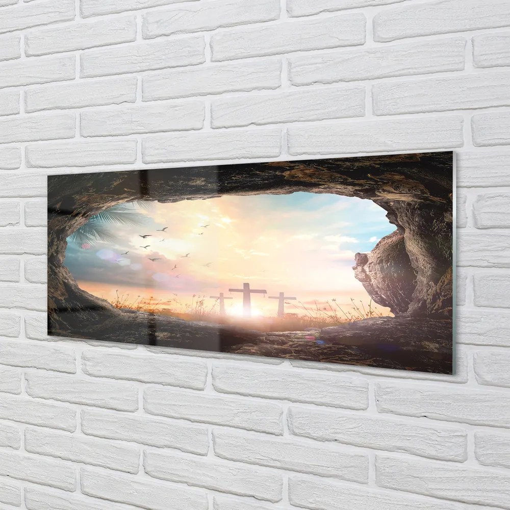 Szklany Panel Jaskinia i Lot Ptaków nad Krzyżami