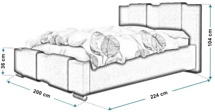 Podwójne łóżko z zagłówkiem 180x200 Molta 2X - 36 kolorów