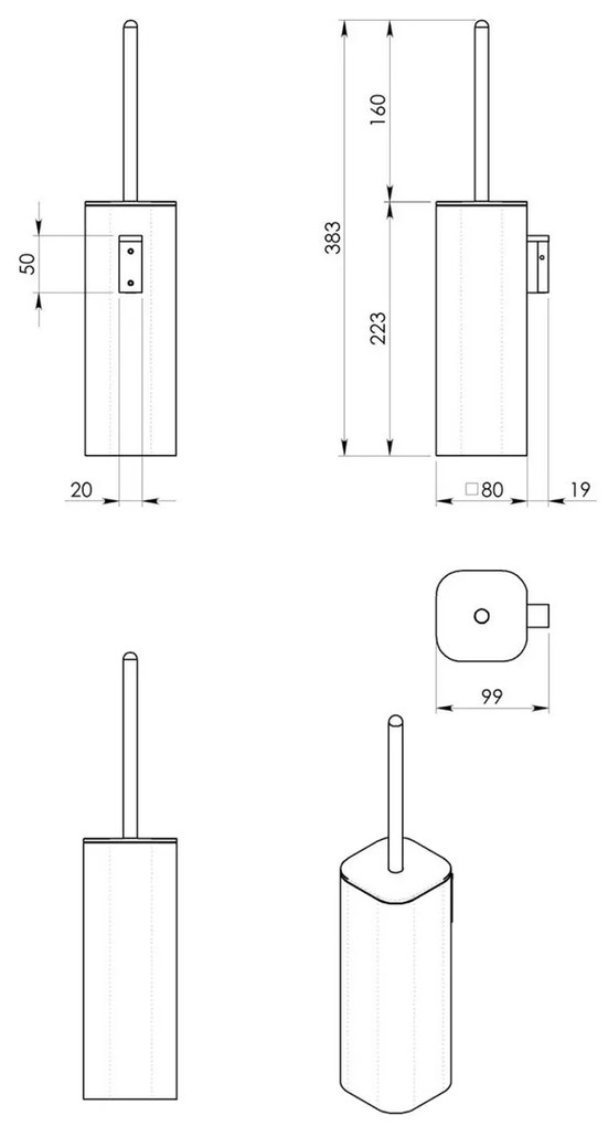 GEDY 32330314 Flori szczotka do WC, czarny mat