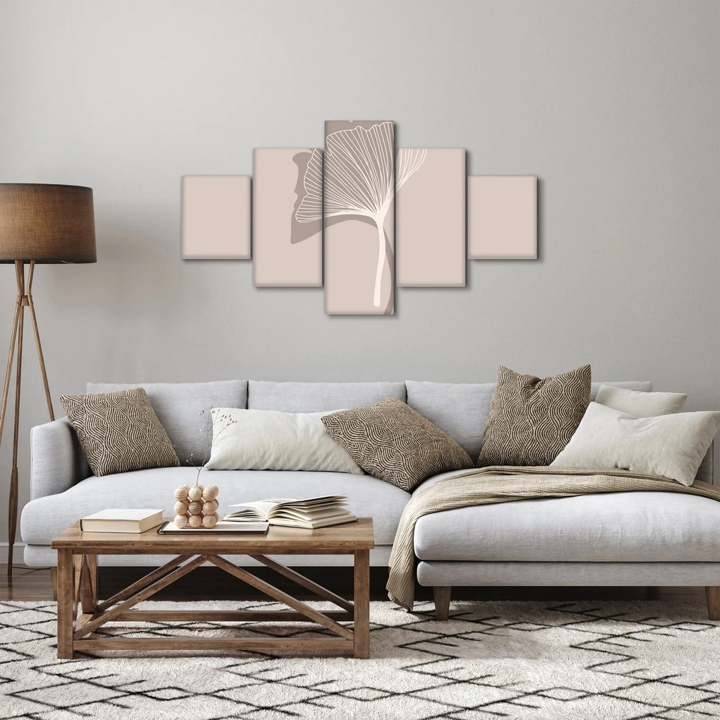 Obraz - Beżowe liście N⁰4 (125x70 cm)