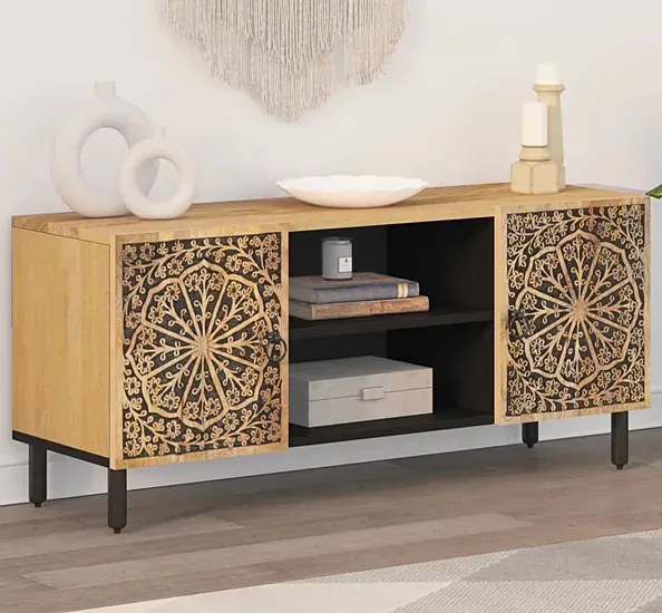 Drewniana szafka RTV na metalowych nóżkach S5-R90