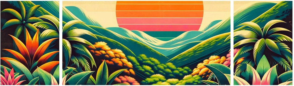 Obraz - Kolorowy zachód słońca (170x50 cm)