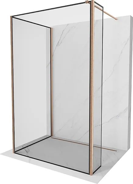 Mexen Kioto ścianka prysznicowa Walk-in 130 x 110 x 40 cm, czarna ramka, miedź szczotkowana - 800-130-110-221-65-70-040