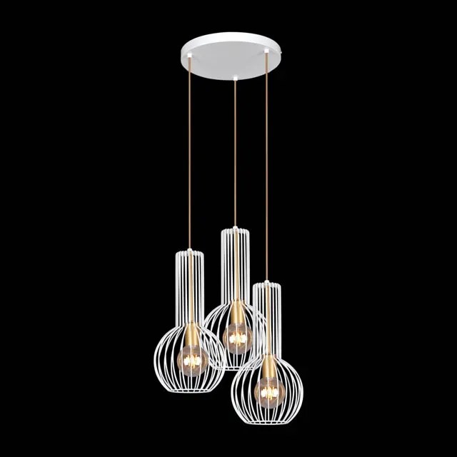 Biało-złota druciana lampa wisząca loft W6-K38